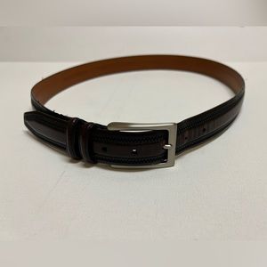 Johnston & Murphy Leather Belt. Dark Maroon or Brown. Size 38